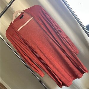 Premise Butnt Orange Open-Front Knit Cardigan with 3/4 sleeves and rounded front